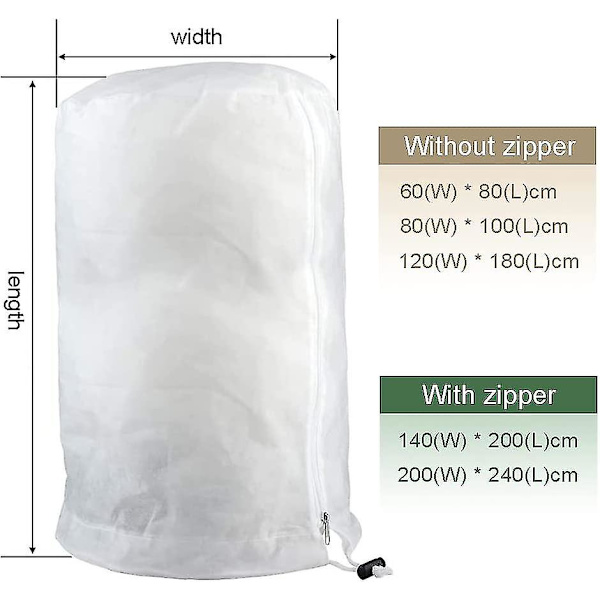 Frostskyddspåsar för växter, återanvändbart cover med dragsko, trädgårdsfleecepåsar vinter White M-80x100cm