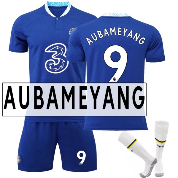 Chelsea tröja 22 23 fotbollströja set NO.9 Aubameyang 26(145-150cm)