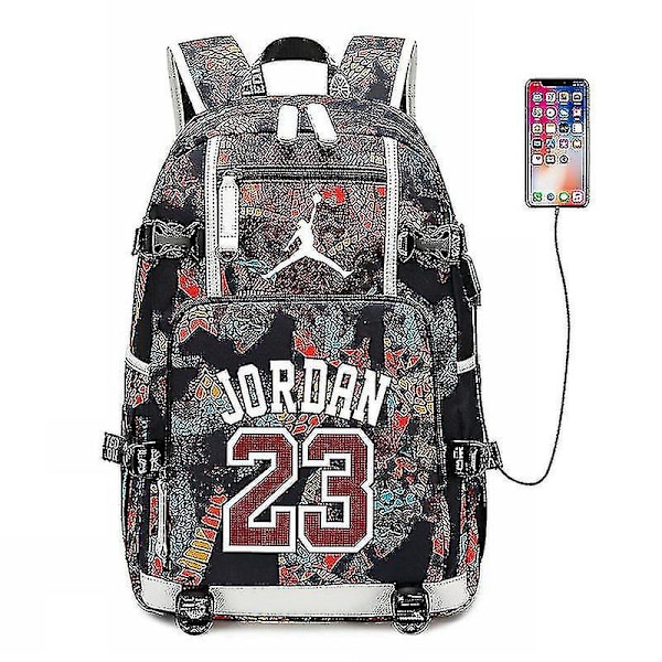 Nba Peripheral Series Star Multifunktionell USB ryggsäck Luminous Fluorescent Backpack_y Red Jordan