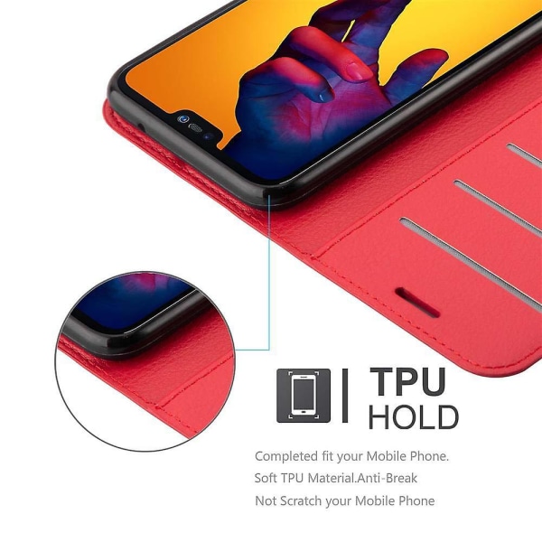 Huawei P20 LITE 2018 / NOVA 3E Cover Case Case - med kortplatser och stativfunktion CARMINE RED P20 LITE 2018 / NOVA 3E