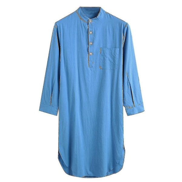 Sleepshirt Nattskjorta i bomull för män Blue L