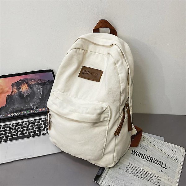 Ny ryggsäck för högskolestudenter för par stil Ins Cool flicka Pojke Canvas Grön Laptop Mode Kvinnlig Ryggsäck Man Reseryggsäck White