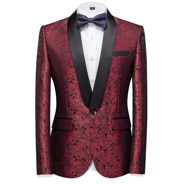 Schan Herr 3-delade kostymer Sjal Lapel Enknapps Smoking Blazer Västbyxor Set För Bröllop Red 2XL