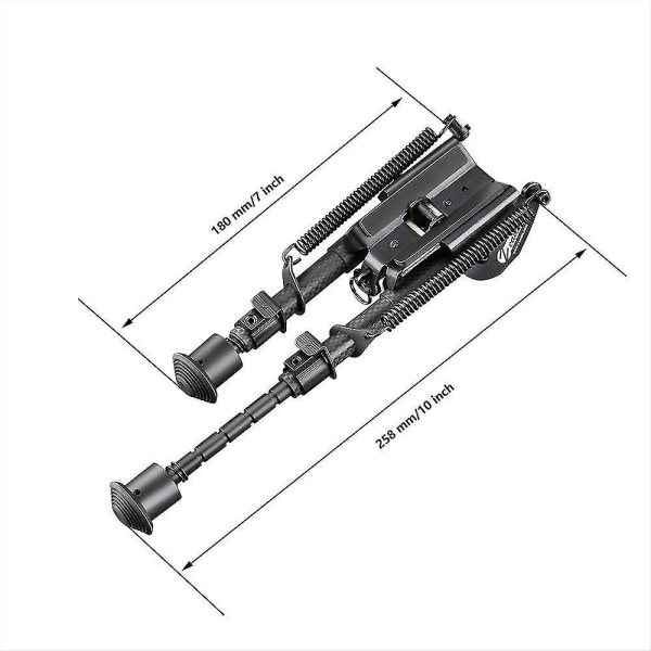 6-9 tums kolfiber taktisk bipod, fjäderrecoil bipod med remfäste och 20 mm Picatinny Weaver-skena null none
