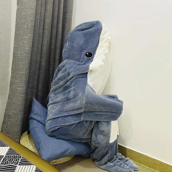 Shark Blanket Hoodie Shark Filt Super Mjuk Mysig Flanell Hoodie Shark Sovsäck Söt Shark Onesie Filt Shark Tail Bärbar Fleece Th L