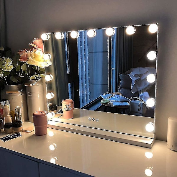 Hollywood Mirror USB Makeup Med lampor tända 10 glödlampor 3 ljuslägen Bordsskiva Väggmonterad Cosm 3 Lighting Usb