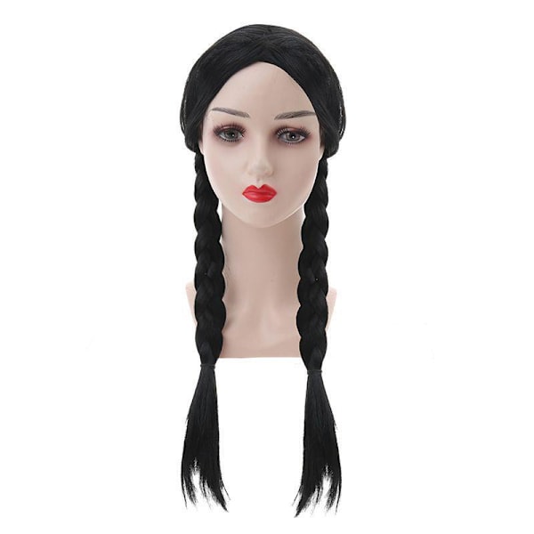 2023 Onsdag Svart klänning cosplay kostym Halloween Adams prinsessklänning cos kläder St16 middle parted wig 110cm