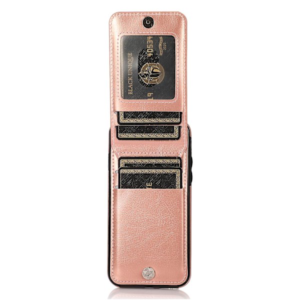 För Iphone 7 / 8 / Se (2020) / Se (2022) Korthållare Phone case Kickstand Pu Läder + Tpu cover Rose Gold
