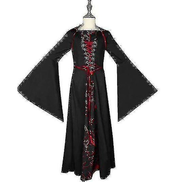 Vampyrdräkt Halloween för flickor Vampyrklänning Queen Kostymer Red 140cm