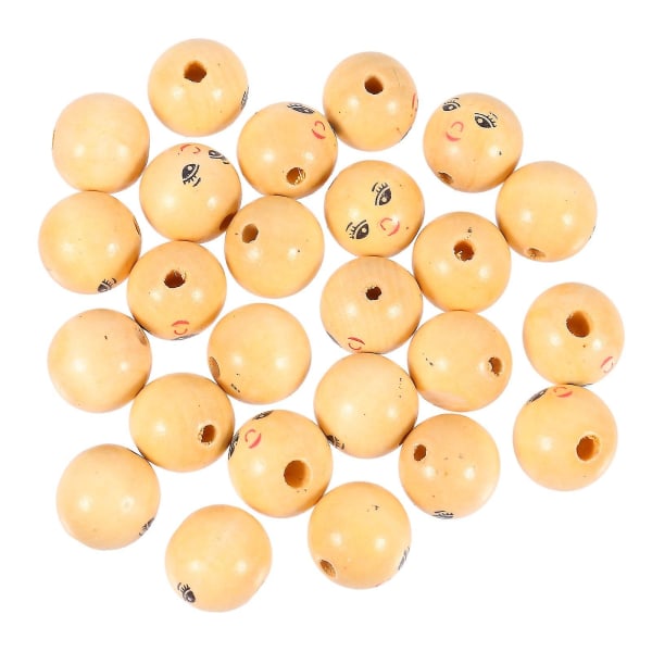 30st Ansikte Lösa Pärlor Smile Face Träpärlor Gör-det-själv smycken Tillbehör null none