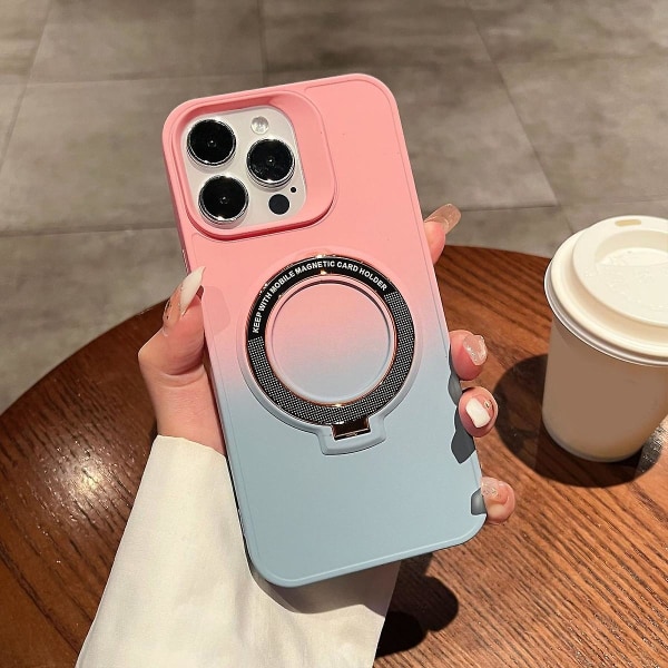 Gradient Color Magsafe- case kompatibelt med Iphone 15 Pro Max, mjukt Tpu- cover med magnetiskt osynligt stativ Pink-Gray For iPhone 15 Pro Max