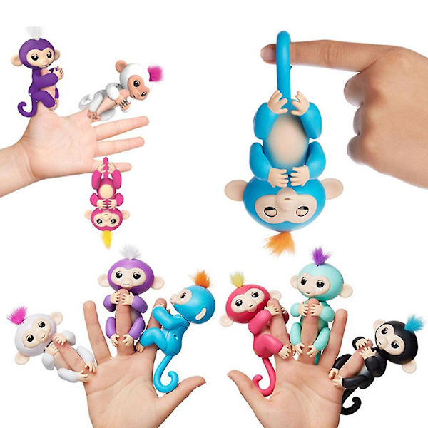 Actionfigur Glad Monkey Finger Baby Monkey Elektronisk Husdjur Barn Fingertop Monkey Smart Pet Interaktiv Leksak För Barn Present deep blue