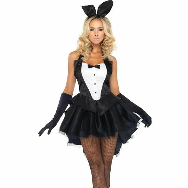 Farväl Kvinnor 3st Bunny Handskar Pannband Smoking Klänning Cosplay Halloween Kostym Set Black S