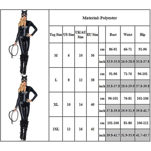 Secret Wishes Batman: The Dark Knight Trilogy Catwoman Cosplay Costume Jumpsuit Hat Set Kvinnor Party Outfit Present M