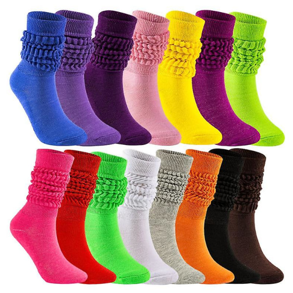 Scrunch strumpor för kvinnor Bomull Slouch Sock, Kvinna Knähög Boot Sock purple none