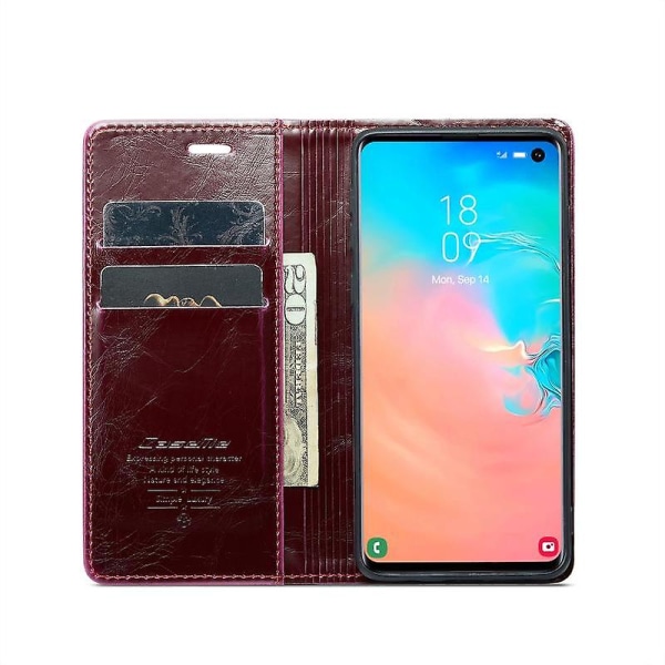 För Samsung Galaxy S10e CaseMe 003 Crazy Horse Texture Phone case(vinröd) null none