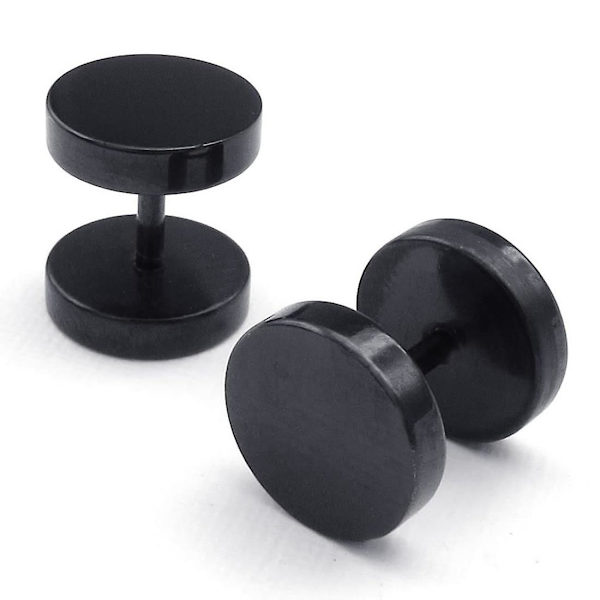 Smycken Herrörhängen, 8 mm Circle Ear Studs, Rostfritt Stål, Svart Black(8mm) none