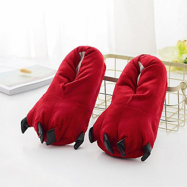 Paw Tofflor Fuzzy Stuffed Animal Claw Skor Roliga Cosplay-kostymer för tonåringar Vuxna 27-44 Red S
