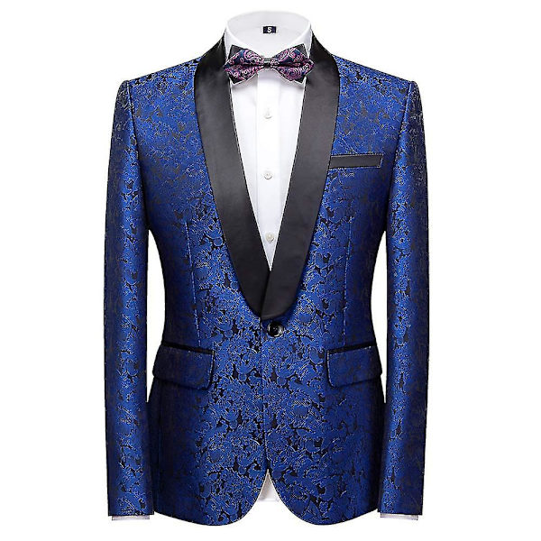 Schan Herr 3-delade kostymer Sjal Lapel Enknapps Smoking Blazer Västbyxor Set För Bröllop Blue L