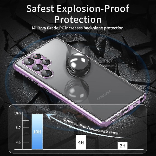 Magnetiskt fodral till Samsung S24 Ultra / S24 Plus / S24 Dubbelsidig härdat glas metall stötfångare med säkerhetslås, trådlös laddare För S24 Plus Grön
