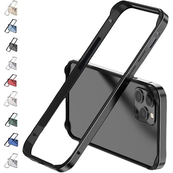 Aluminiumram Metall stötfångare Case Kompatibel Iphone 15 Pro Max/15 Pro/15 Plus med upphöjd kantskydd Black iPhone 15 Pro