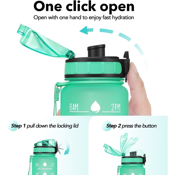 1000 ml motiverande vattenflaska med tidsmarkör, läckagesäker BPA-fri Tritan fruktsil dryckesflaska, idealisk för fitness, gym och utomhus Ombre: Dark Rainbow