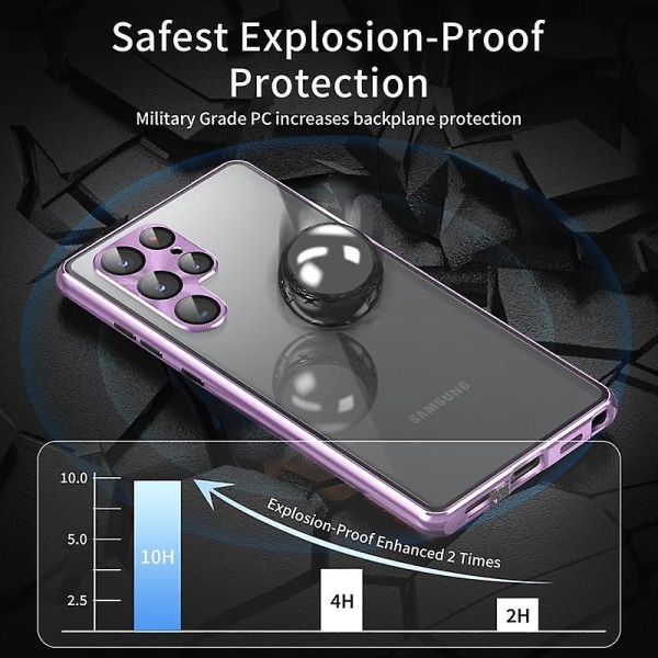 För Samsung Galaxy S21 Ultra 5G dubbelsidigt härdat case metallram cover Black