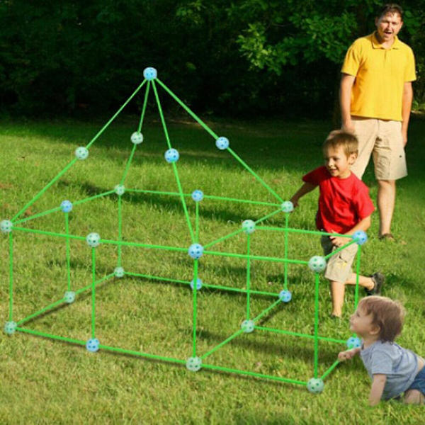 DIY Pärltält Forts Byggsats Leksakstänkande Logik Träningsleksaker för barns födelsedag 36balls 51sticks 1t
