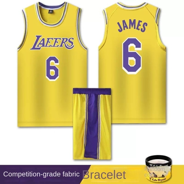 NBA Basketball Uniform LAL Gul kostym-nr. 6 James Children M/24 yards (130-140cm)