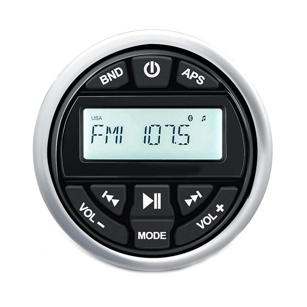 Vattentät Bluetooth marin digital stereomottagare med mp3-spelare Am Fm Radio USB för streaming M Black Silver none