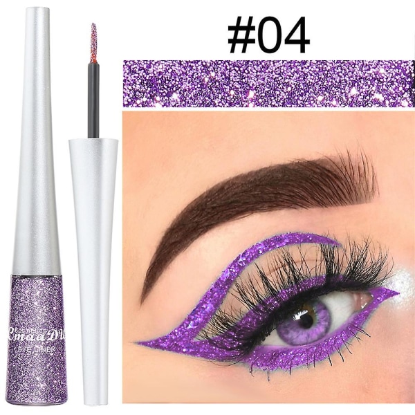 Cmaadu 16 förpackningar med färgglada glitter glitterpulver eyeliner paljett Flash eyeliner flytande null none