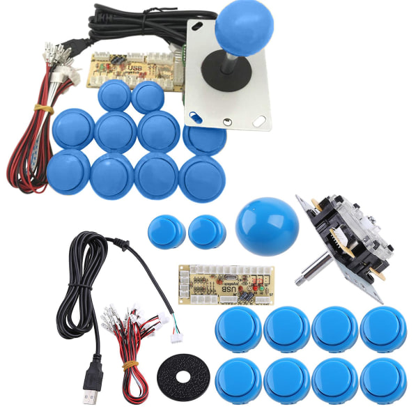 Zero Delay Arcade Diy Kit USB Encoder till PC Arcade Sanwa Joystick Tryckknappar Blue