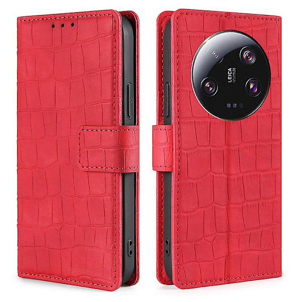 För Xiaomi 13 Ultra Flip phone case Crocodile Texture Pu Läder Skin-touch cover Red