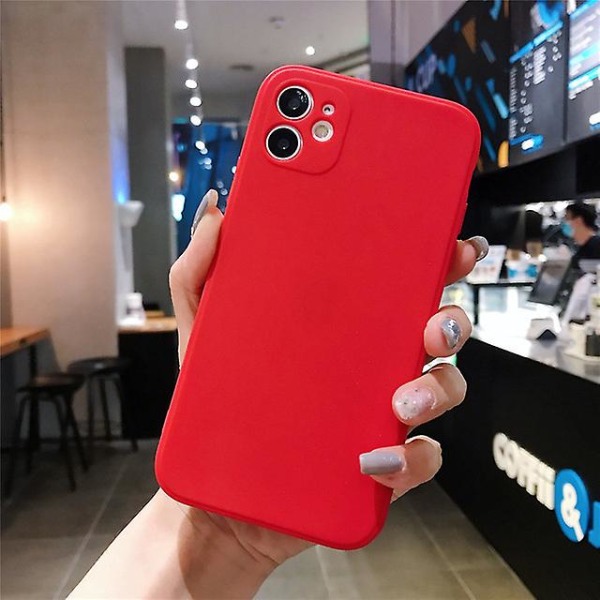 Phone case för olika Iphones - Enfärgat fyrkantigt cover Red For iPhone 11 Pro