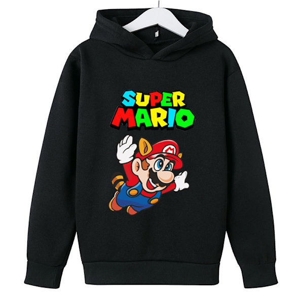 Mario Cartoon Print Hoodie F6 black 160cm