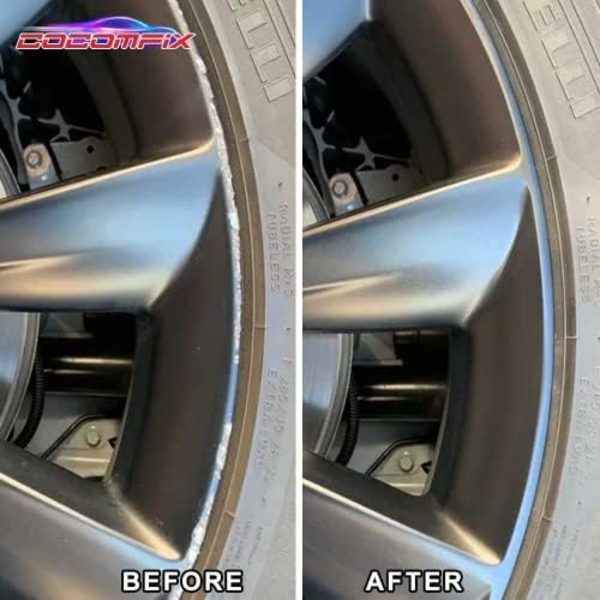 cocomfix Fälgreparationssats, Black Rim Touch Up Paint Kit, Reparationssats för fälgar. SNABB &amp; LÄTT för kantstensutslag, repor och större No.01Gloss Black