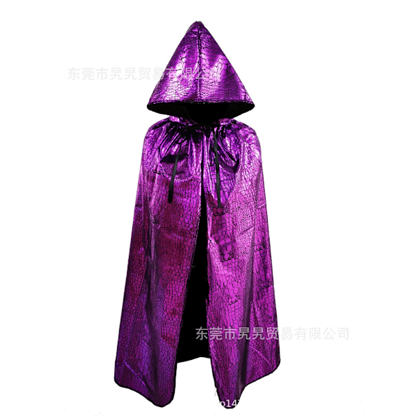 Cosplay-dräkt Halloween Dödsmantel Trollkarl Häxa Prins Prinsessa Guld Sammet Mantel Cape Spot Fuchsia 60