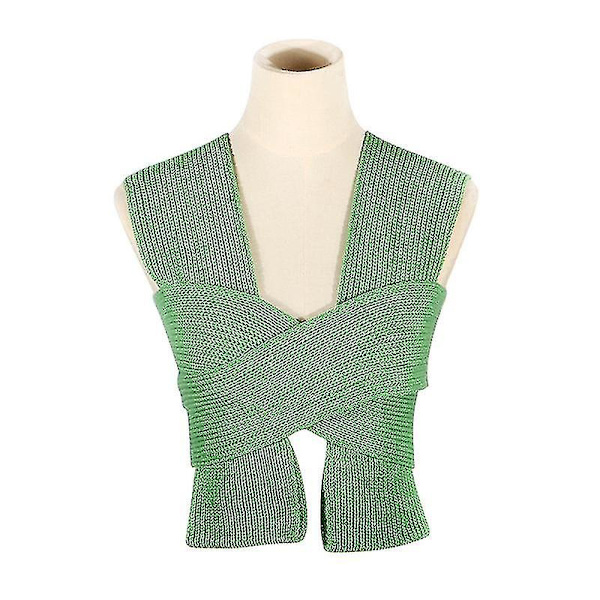 Kvinnor Kitted Väst Bandage Tröja Mode Ärmlös Crop Top Fall Solid Pullover Green