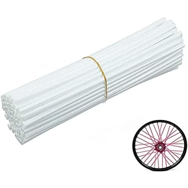 Universal Cykel Cykel Ekerskydd - 72st Motorcykel Rullstol Hjul Eker Wraps, Dirt Bike Eker Skin, Pipe Trim för 8&#34;-21&#34; Spok white