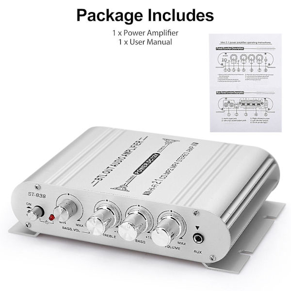 12v 400 watt bilstereoförstärkare 2.1-kanals Hifi-högtalare Power utomhus null none