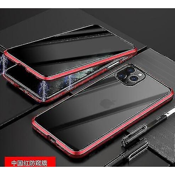 Privacy Magnetic Case Kompatibel Iphone 14 Pro Max/14 Pro Anti Peeping Dubbelsidigt härdat case Red for 14 Pro