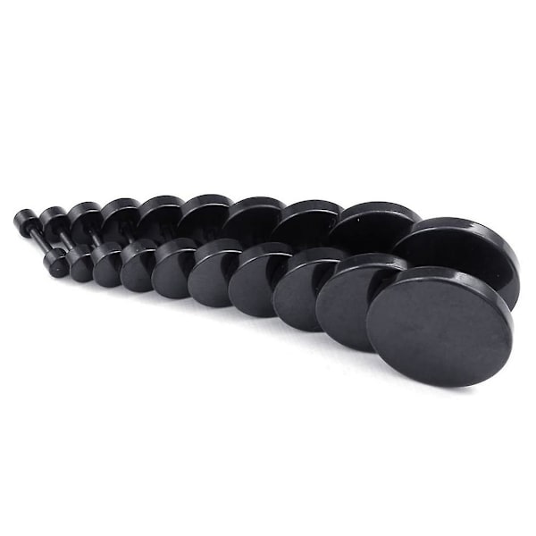 Smycken Herrörhängen, 8 mm Circle Ear Studs, Rostfritt Stål, Svart Black(8mm) none