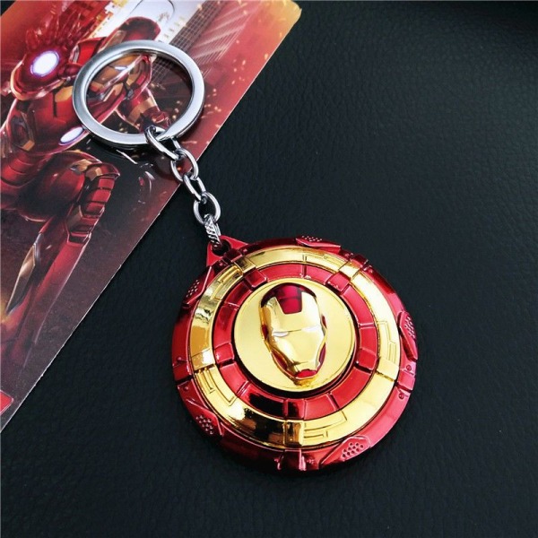 Avengers nyckelring roterbar - Iron Man Shield/Gold Red