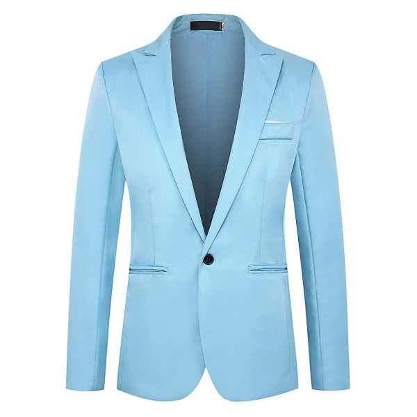 Formell kavajjacka för affärskostym med en knapp för män Sky Blue XL