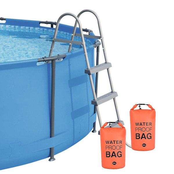 Universal poolstege och stegvikt (20l) Enkel och snabb fyllning sand, 250d pvc vattentät torr påse, ingen mer riven sandsäck, arbeta med ovan jord/ Orange 1pcs