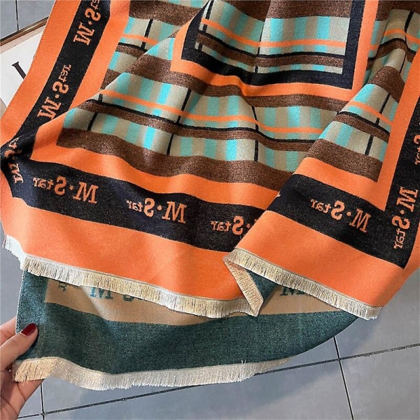 Stripe Design Print Tjock Cashmere Scarf For Dam Pashmina Sjal Wraps Bufanda Halsduk Filt Poncho Scarves 2022 WYT320 4