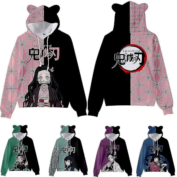 Demon Slayer Kamado Nezuko Cosplay Hoodie 3d Print Hooded Ear Pullover Sweatshirt Streetwear Jacka Coat-c 140 C