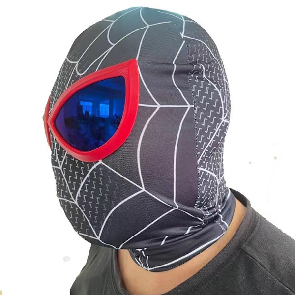 Spider-Man huvudbonad barn normal hjärta mask expedition Halloween mask miles stål nät röd TikTok samma stil Black Spider children's lens Pullover