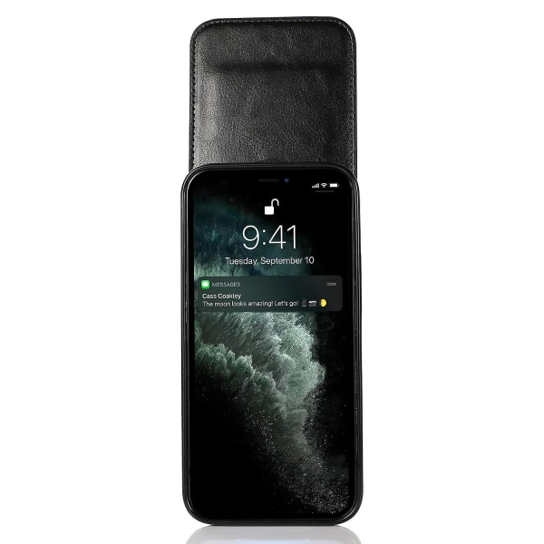 Läderbelagd Tpu Kickstand Case För Iphone 12 Pro Max, Korthållare Mobiltelefon Cover Black