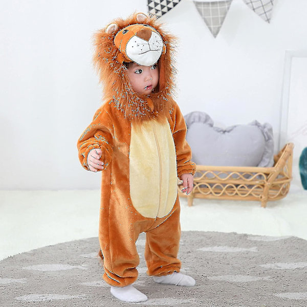 Småbarnsdinosauriedräkt Söt huvadräkt för barn Halloween 3 6 Months Male Lion